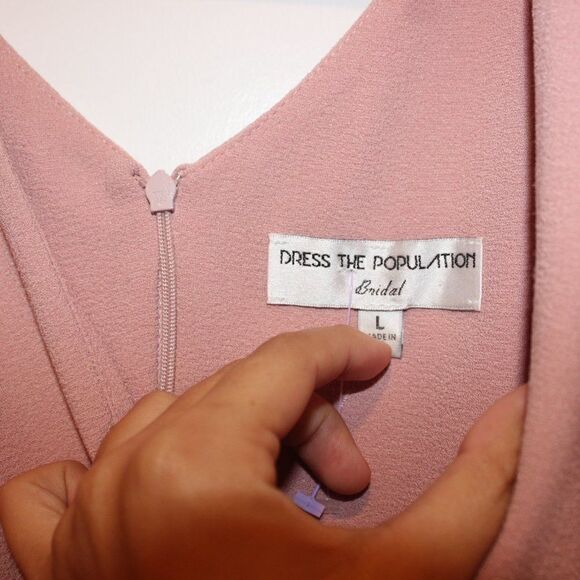NEW Dress the Population Iris Gown blush  Party Maxi Dress Women's L ($198) - Picture 7 of 14